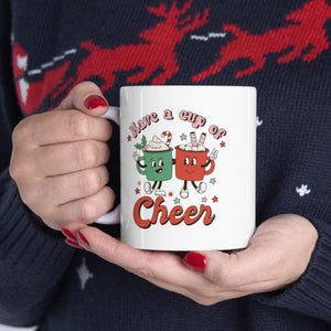 Have A Cup Of Cheer Coffee Mug,  White Ceramic Christmas Mug, Cute Festive Holiday Gift for Coffee lover, Funny Xmas Gift, Dishwasher and Microwave Safe, Perfect gift for the Holiday Season