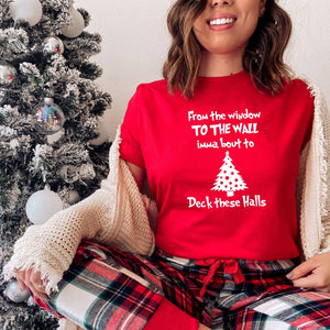 deck these halls christmas tee, red christmas tshirt, Makes the perfect gift for the upcoming holiday season.  Standard Fit T-Shirts, these are comparable to a unisex size. Quality Guaranteed. Super Soft and Comfortable