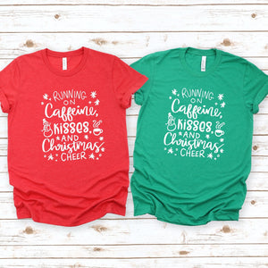 red green christmas womens tshirt, Christmas Cheer Tshirt Funny Festive Holiday Gifts, makes the perfect gift for coffee lovers, a great gift for a christmas lover