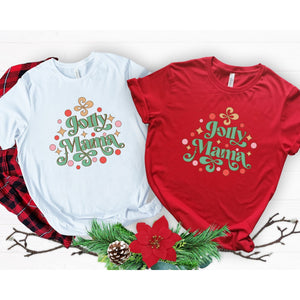 Jolly mama christmas t-shirt, red and white xmas t-shirt for mums, Makes the perfect gift for mothers who love Christmas. Standard Fit T-Shirts, these are comparable to a unisex size. Material - T-shirt is made of cotton 