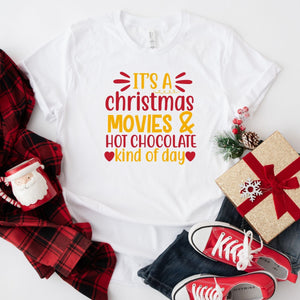 It’s a Christmas movies and hot chocolate kind of day t-shirt, white xmas t-shirt for women, Makes the perfect gift for the Christmas season.  Standard Fit T-Shirts, these are comparable to a unisex size. Quality Guaranteed. Super Soft and Comfortable. Material - T-shirt is made of cotton 