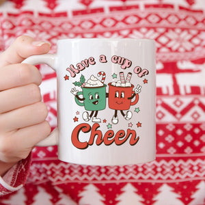 Have A Cup Of Cheer Coffee Mug,  White Ceramic Christmas Mug, Cute Festive Holiday Gift for Coffee lover, Funny Xmas Gift, Dishwasher and Microwave Safe, Perfect gift for the Holiday Season