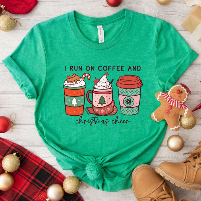 I Run On Coffee and Christmas Cheer T-shirt
